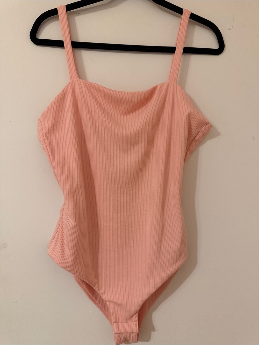 Pink Lily Peach Ribbed Tank One-Piece Bodysuit - Soft Pink